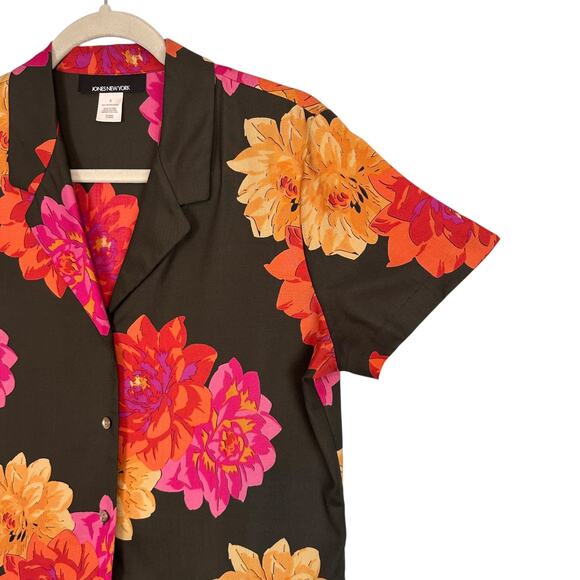 Vintage Jones NY 100%‎ Silk Garden Party Floral Blouse & Midi Skirt Set Womens 8 - Picture 5 of 14